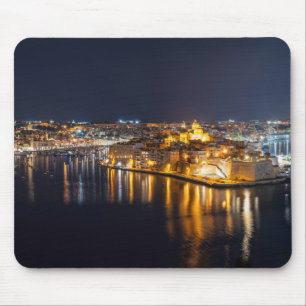 Harbour in Malta illuminated at night Mouse Pad