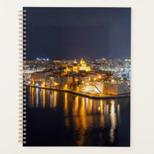 Harbour in Malta illuminated at night Planner