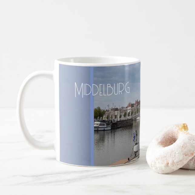 Harbour in Spring, Middelburg, Netherlands Coffee Mug (With Donut)