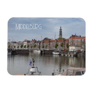 Harbour in Spring, Middelburg, Netherlands Magnet