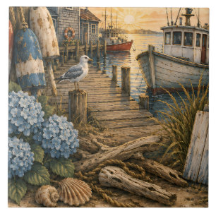 Harbour Morning Club Coastal Lighthouse Ceramic Tile