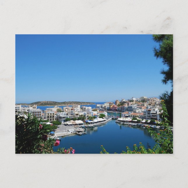 Harbour of Agios Nikolaos Postcard (Front)