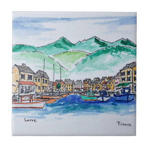 Harbour of Centuri Corsica, France Ceramic Tile