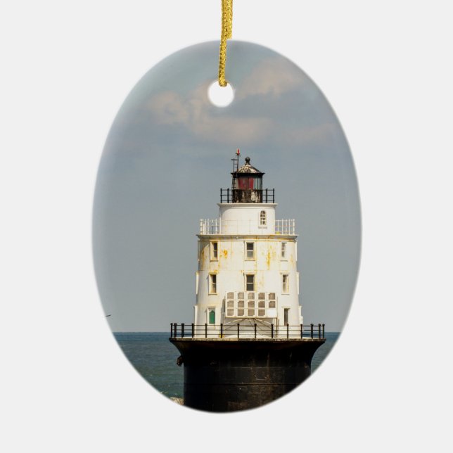 Harbour of Refuge Lighthouse Ceramic Ornament (Front)