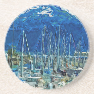 Harbour of Seward Alaska Abstract Impressionism Coaster