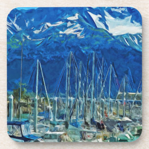 Harbour of Seward Alaska Abstract Impressionism Coaster