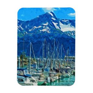 Harbour of Seward Alaska Abstract Impressionism Magnet