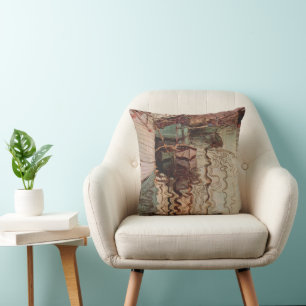 Harbour of Trieste by Egon Schiele, Vintage Art Cushion
