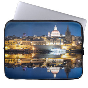 Harbour of Valletta old town at night Laptop Sleeve