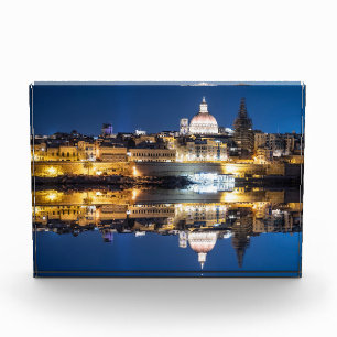 Harbour of Valletta old town at night Photo Block