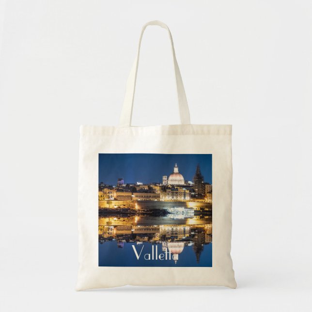 Harbour of Valletta old town at night Tote Bag (Front)
