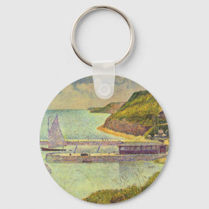 Harbour Port-en-Bessin High Tide by Georges Seurat Key Ring