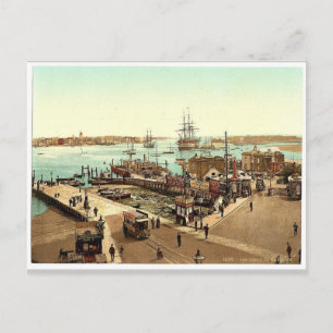 Harbour, Portsmouth, England classic Photochrom Postcard