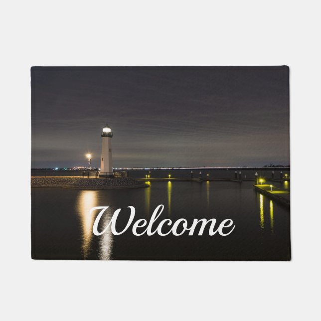 Harbour Rockwall Lighthouse Welcome Doormat (Front)