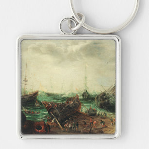Harbour scene by Adam Willaerts Key Ring