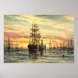 Harbour Scene by Thomas Moran Print