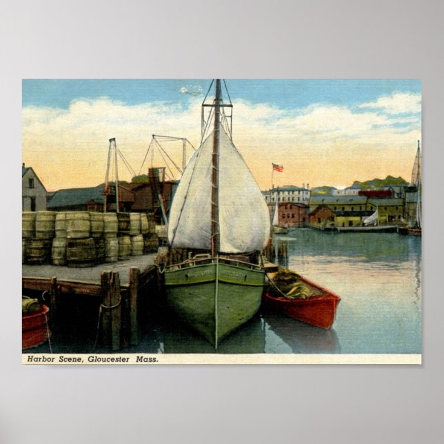 Harbour Scene, Gloucester, MA Vintage Poster (Front)