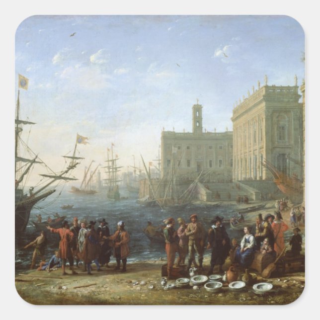 Harbour Scene Square Sticker (Front)