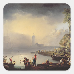 Harbour Scene Square Sticker