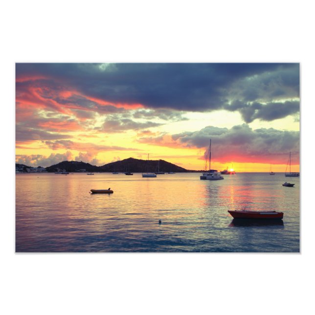 Harbour Sunset in Grand Case, St. Martin Photo Print (Front)