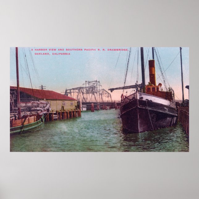 Harbour View of SP RR DrawbridgeOakland, CA Poster (Front)