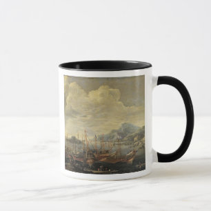 Harbour with Lighthouse and Ships (oil on canvas) Mug