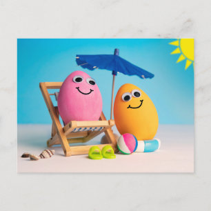 Hard Boiled Eggs on the Beach Holiday Postcard