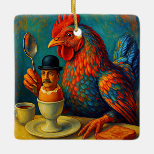 Hard-Boiled Human - Fowl Play at Breakfast Ceramic Ornament