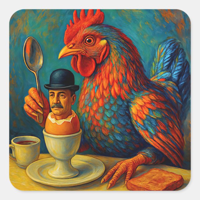 Hard-Boiled Human - Fowl Play at Breakfast Square Sticker (Front)