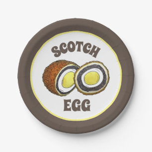 Hard Boiled Scotch Eggs UK British Snack Food Paper Plate