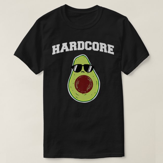 Hard Core Avocado funny Avocado with SunglassesT-S T-Shirt (Design Front)