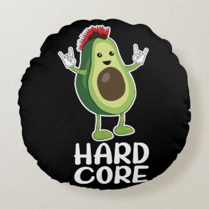 Hard Core Avocado Funny Round Cushion