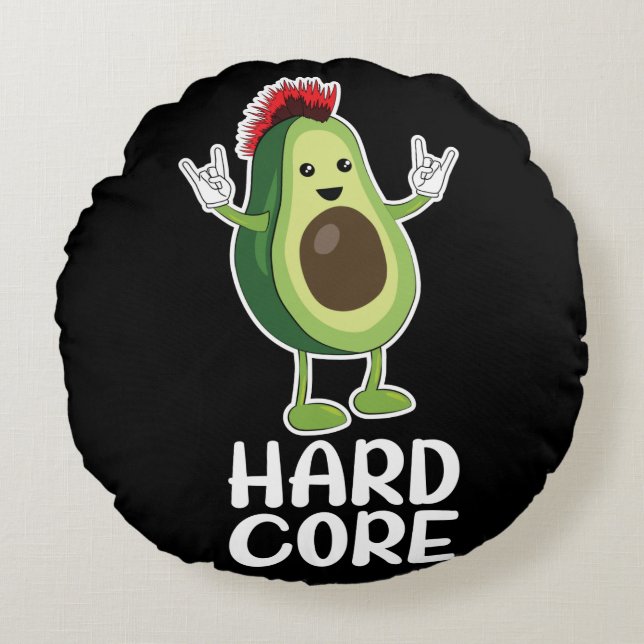 Hard Core Avocado Funny Round Cushion (Front)