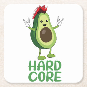 Hard Core Avocado Funny Square Paper Coaster