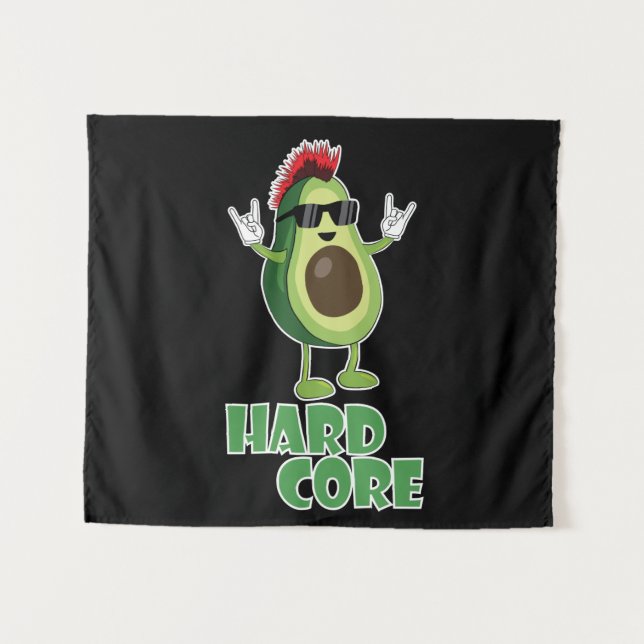 Hard Core Avocado Funny Tapestry (Front (Horizontal))
