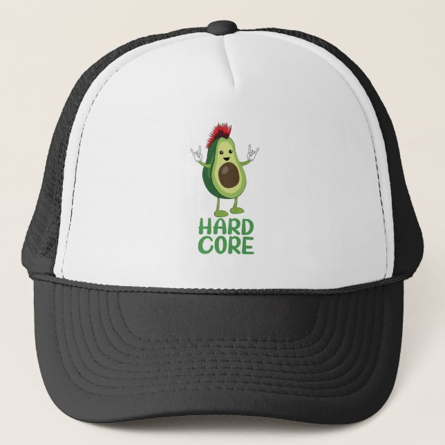 Hard Core Avocado Funny Trucker Hat (Front)