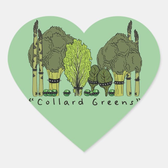 Hard Core Collard Greens Heart Sticker (Front)