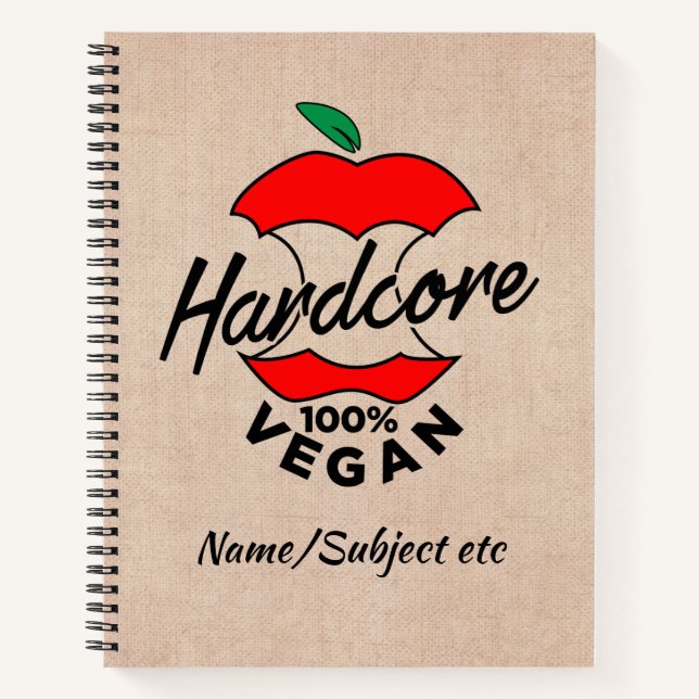Hard Core Vegan, Apple Core Vegan, Hardcore Vegan Notebook (Front)
