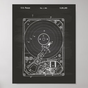 Hard Disc Drive 1994 Patent Art Chalkboard Poster