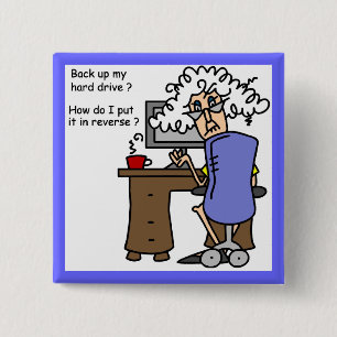 Hard Drive Back Up Humourous 15 Cm Square Badge