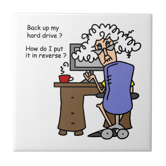 Hard Drive Back Up Humourous Ceramic Tile (Front)