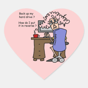 Hard Drive Back Up Humourous Heart Sticker