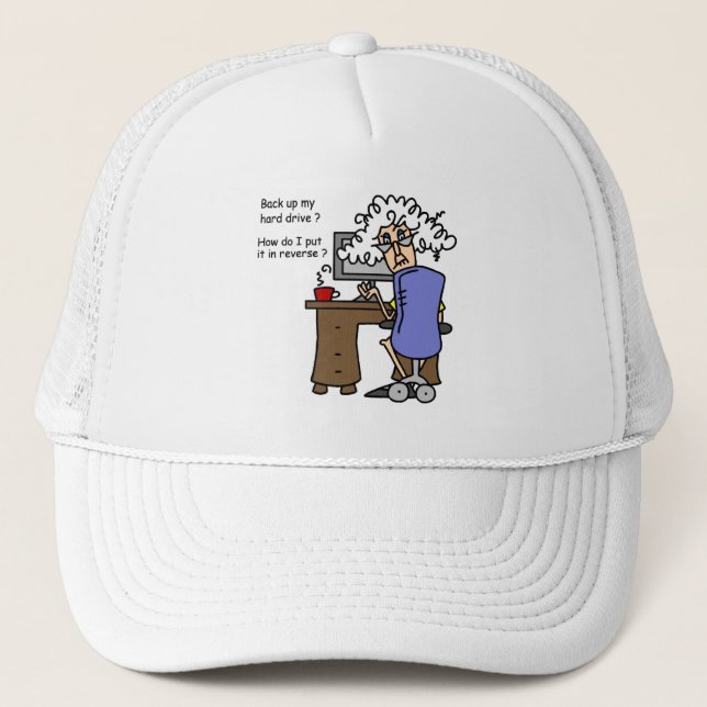Hard Drive Back Up Humourous Trucker Hat (Front)