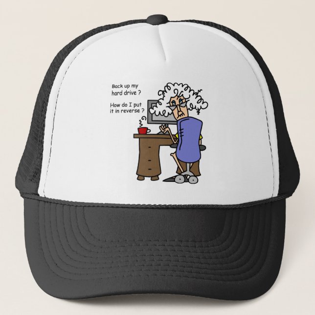 Hard Drive Back Up Humourous Trucker Hat (Front)