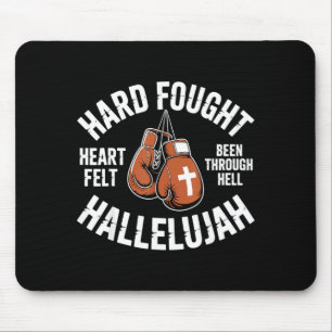 Hard Fought Hallelujah Boxing Gloves Christian Box Mouse Pad