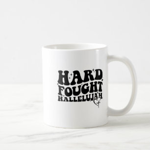 Hard Fought Hallelujah Cross Heart Sparkle Art  Coffee Mug
