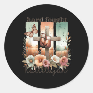 Hard Fought Hallelujah Faith God Jesus Religious C Classic Round Sticker