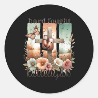 Hard Fought Hallelujah Faith God Jesus Religious C Classic Round Sticker