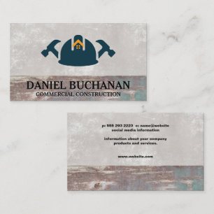 Hard Hat and Hammers   Building Construction Business Card