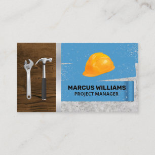 Hard Hat and Tools   Paint Roller Background Business Card